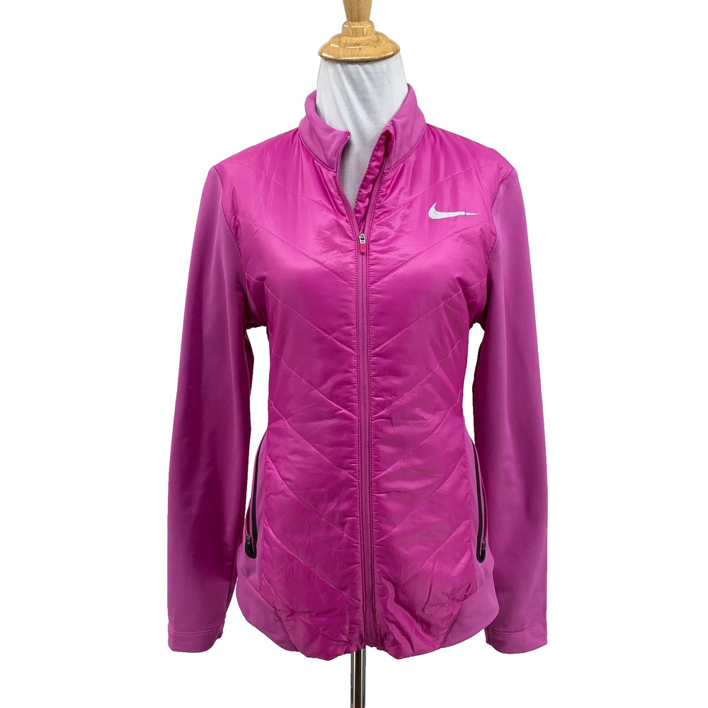 Nike Jacket Womens M Medium Gumdrop Golf Fleece Lined Full Zip Quilted Panel